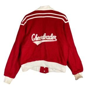 Vintage‎ Cheerleader Supply Co. Varsity Jacket Red Acrylic Snap Button USA Made